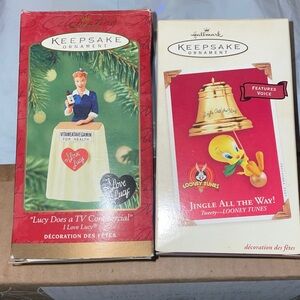 BUNDLE (2) Hallmark Keepsake Ornaments 
I LOVE LUCY & LOONEY TUNES
